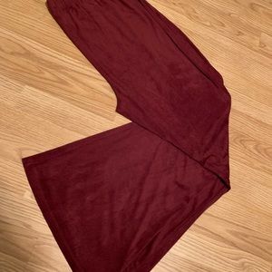 Elastic Waist Burgundy Bell Bottoms